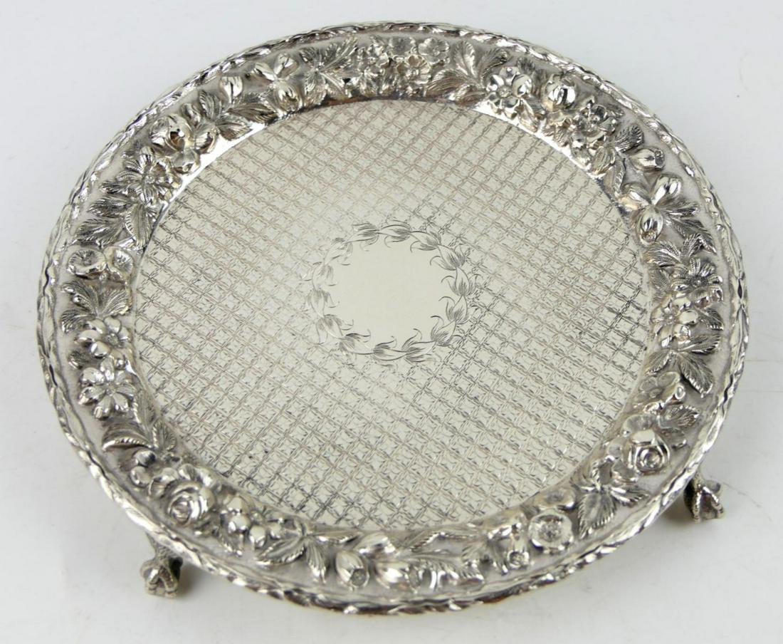 S.KIRK & SONS REPOUSSE FOOTED TRAY 6.4 OZT (1 of 6)