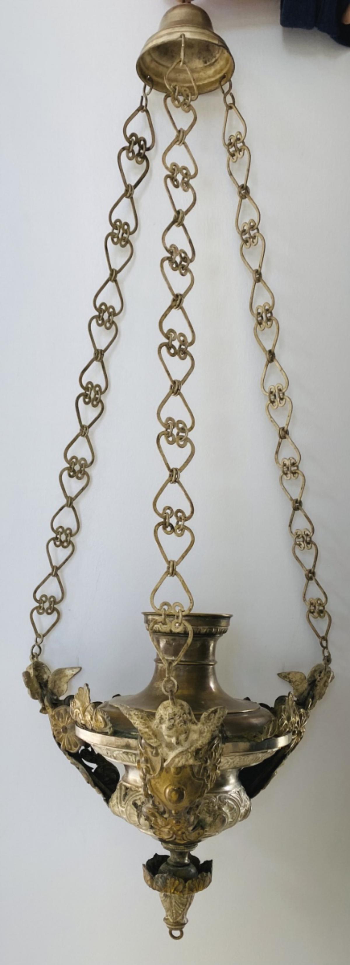 RUSSIAN ANTIQUE RELIGIOUS CHURCH CENSOR: Russian antique religious church censer. end of the 19th century. large size:16x17x41in (41x44x105cm).