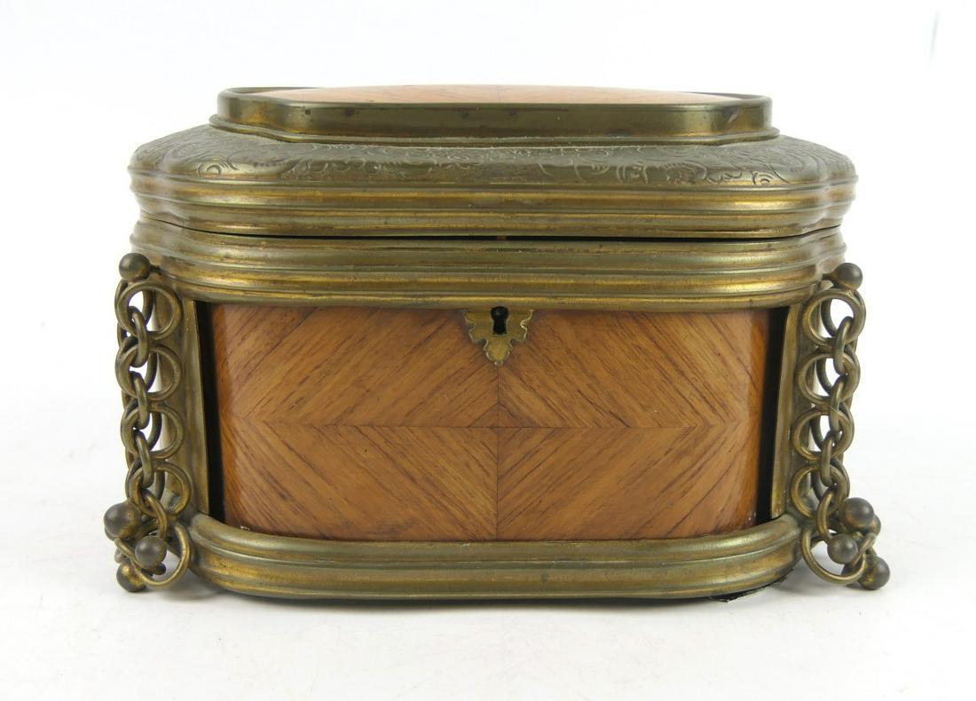VINTAGE WOOD MOUNTED TEA CADDY (1 of 6)