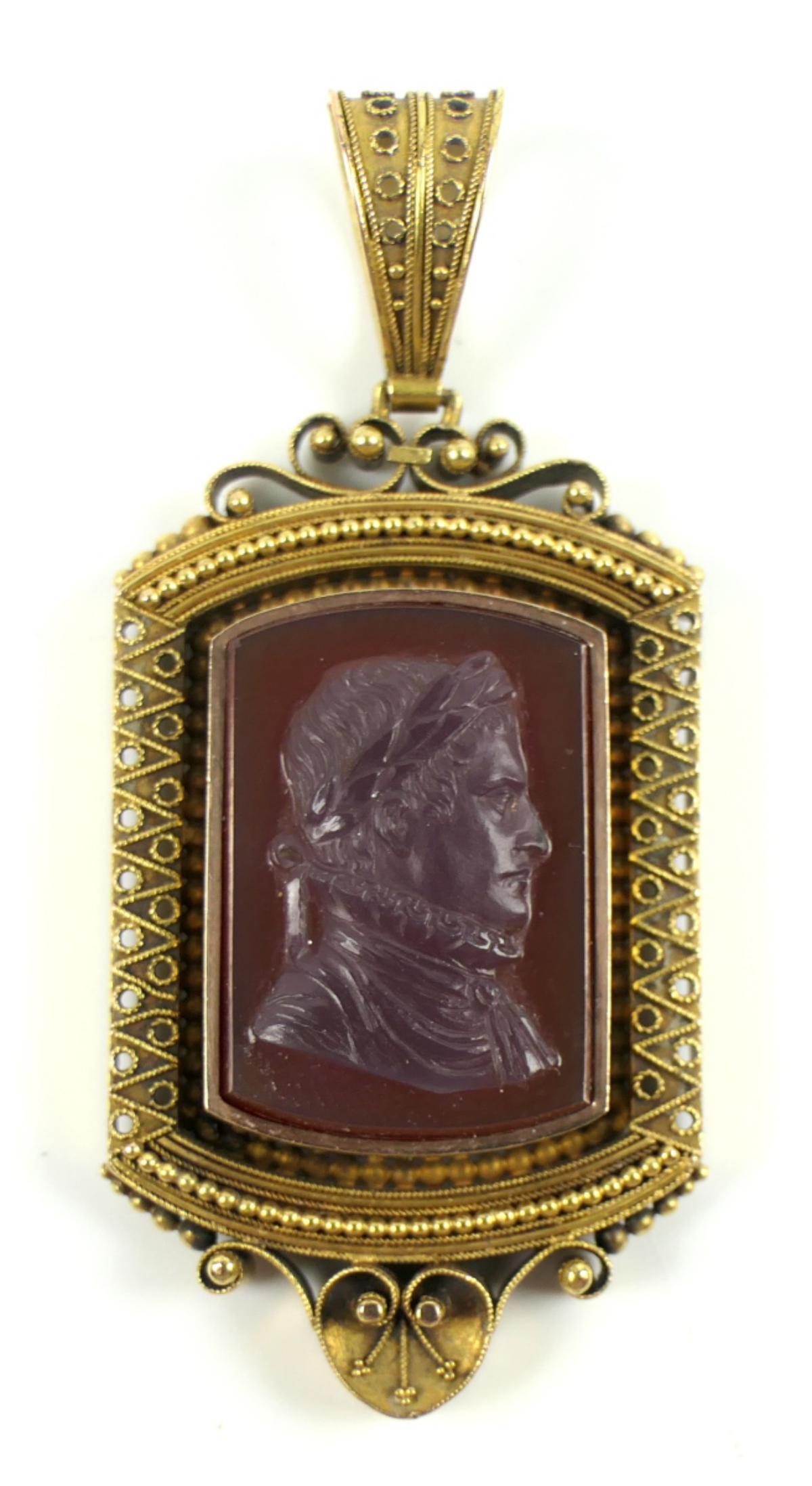 14K YELLOW GOLD INTAGLIO CAMEO ORNATE PENDANT (1 of 3)