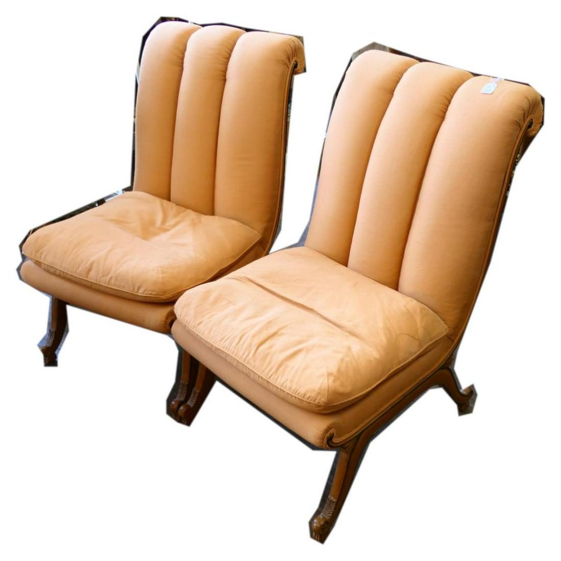 PAIR FRENCH SLIPPER DECO STYLE CHAIRS (1 of 6)