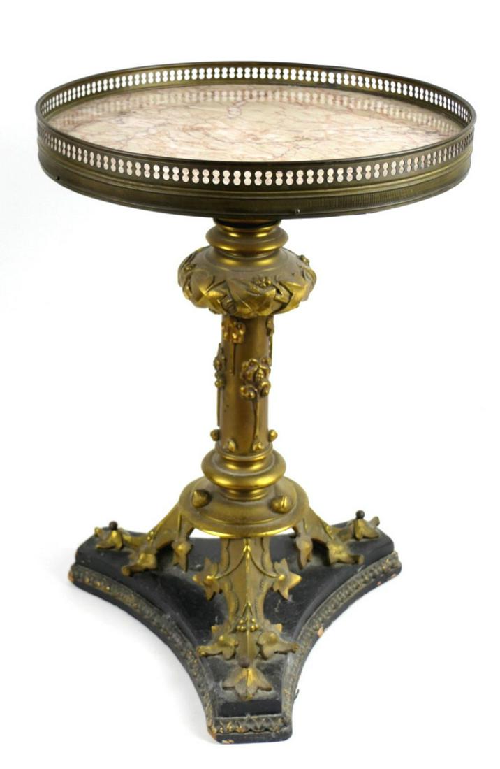 ANTIQUE FRENCH BRONZE W/ MARBLE TOP SIDE TABLE (1 of 6)