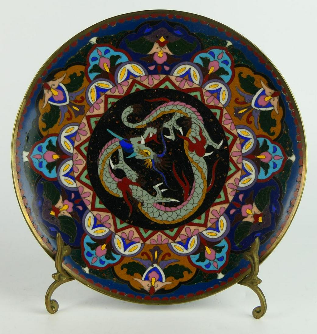 JAPANESE MEIJI ERA CLOISSONE 9 1/2" CHARGER: JAPANESE MEIJI ERA CLOISSONE 9 1/2" (23cm) CHARGER