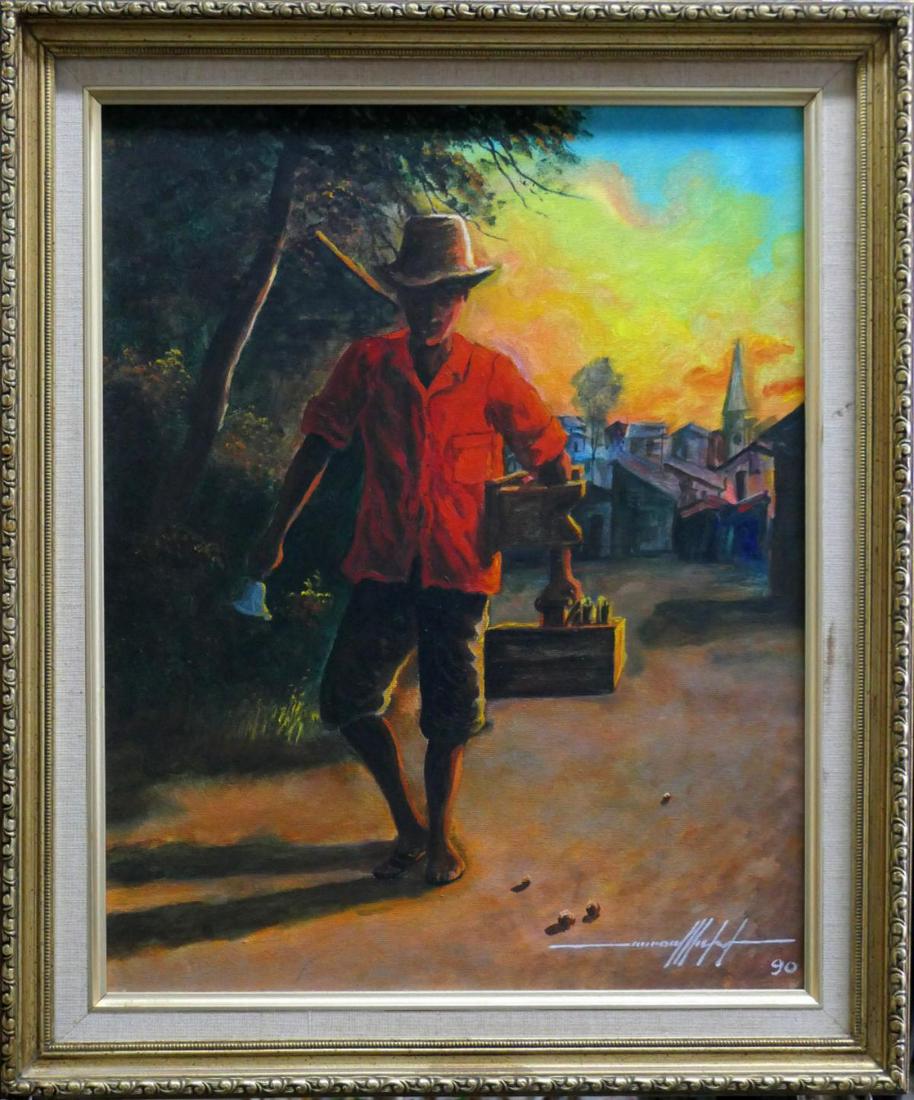 SIGNED HATIAN ART OIL ON CANVAS 24"X20": SIGNED HATIAN ART OIL ON CANVAS 24"X20"