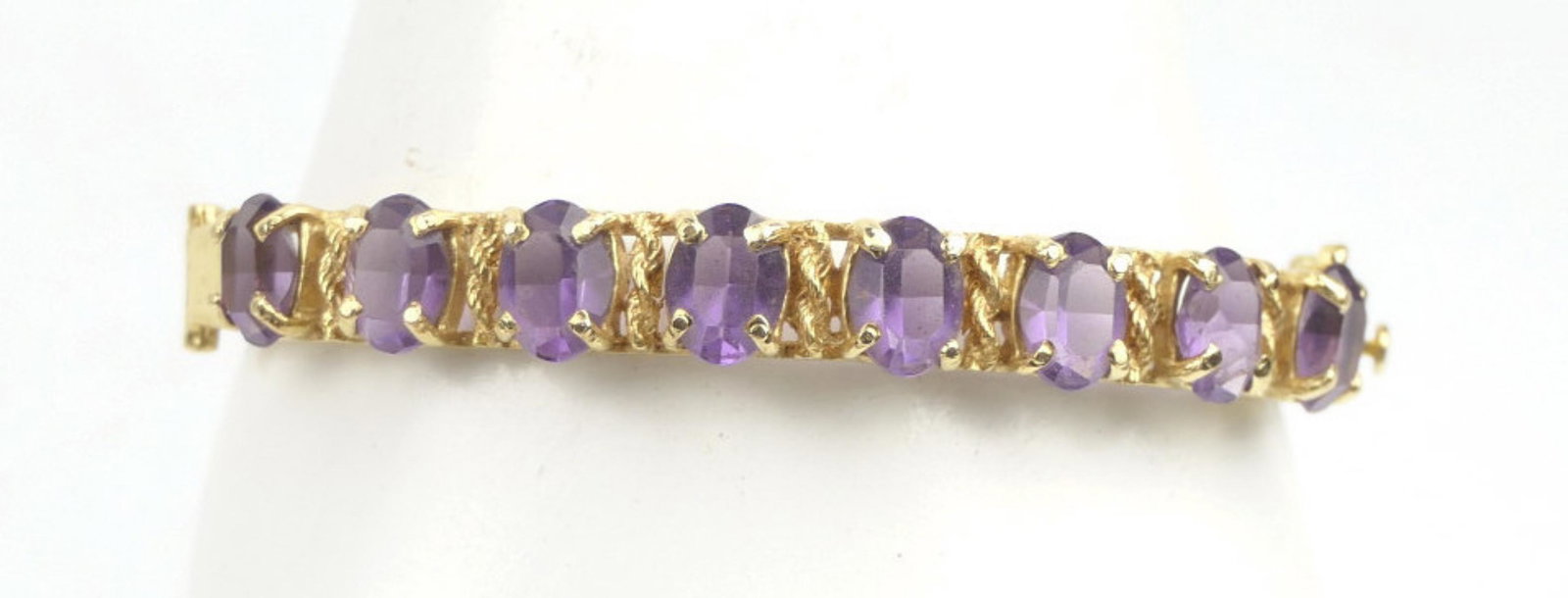 LADIES 14K GOLD W/ AMETHYST BRACELET (1 of 8)