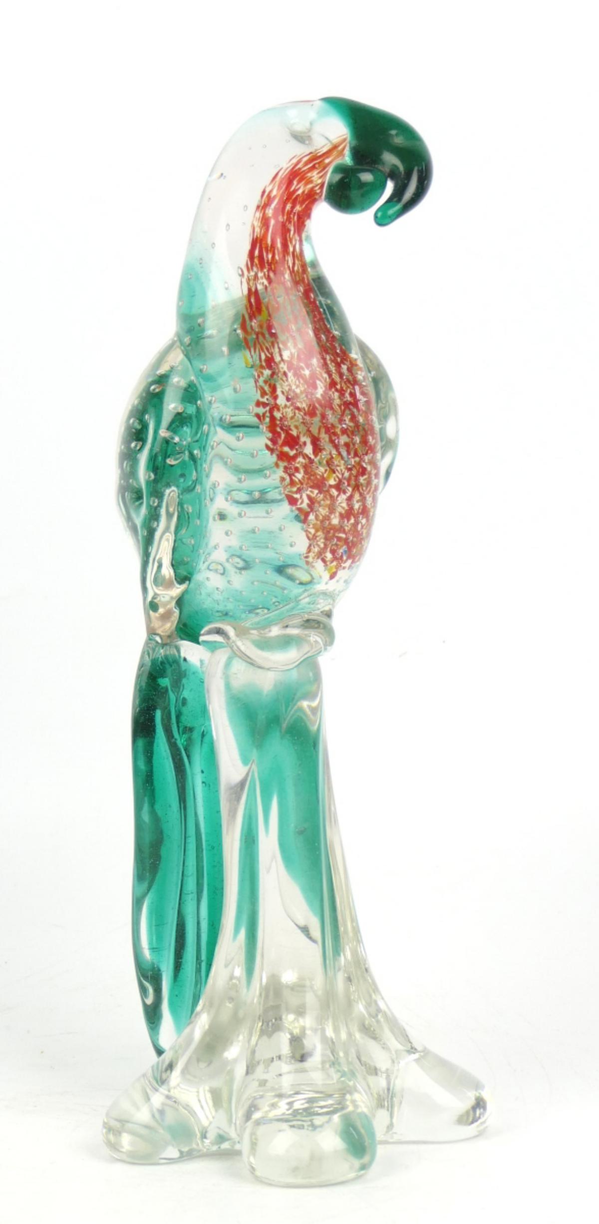 LARGE MURANO ART GLASS PARROT BIRD SCULPTURE (1 of 5)