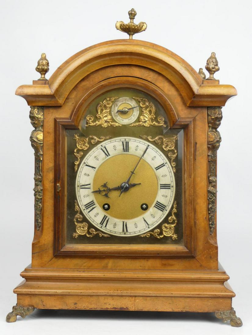 FINE GERMAN WALNUT MANTEL CLOCK (1 of 10)