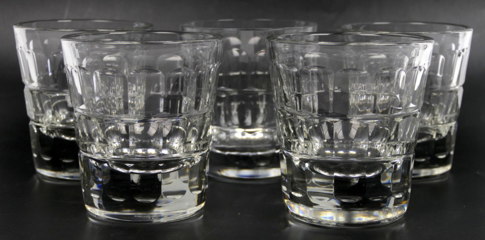 5 BACCARAT CRYSTAL TUMBLERS: 5 BACCARAT CRYSTAL TUMBLERS MARKED TO BOTTOM MEASURES APPROX 3 1/2".