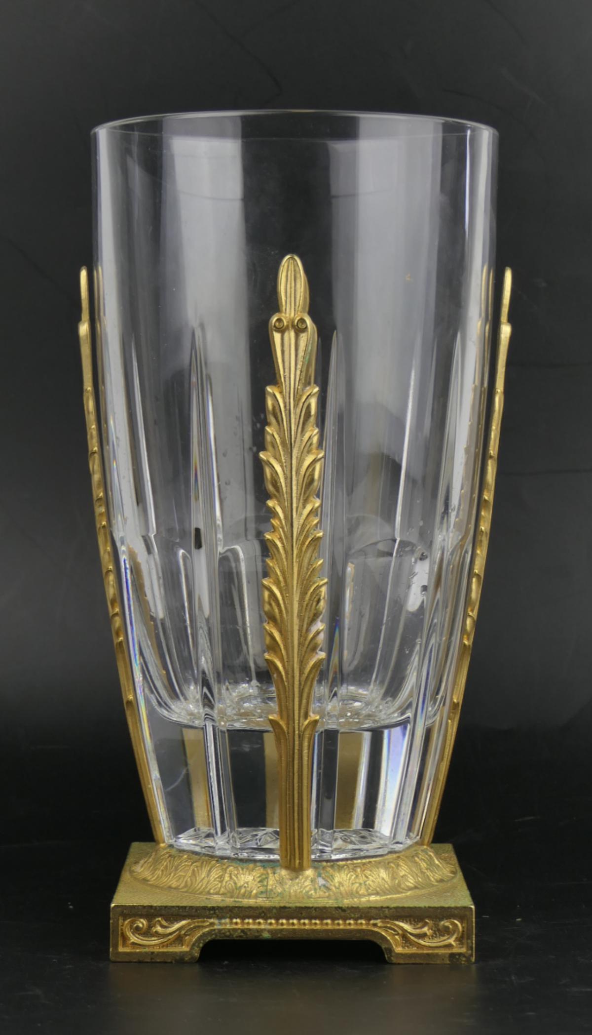 FRENCH CRYSTAL 11"  VASE WITH ORMOLU MOUNT (1 of 7)