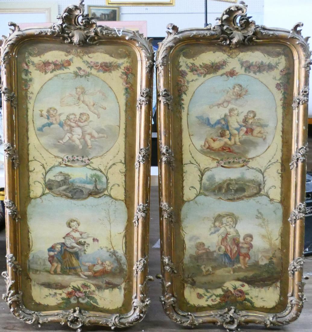 19TH CEN ART PANELS 2 SEASONS OF SPRING FRENCH OIL (1 of 6)