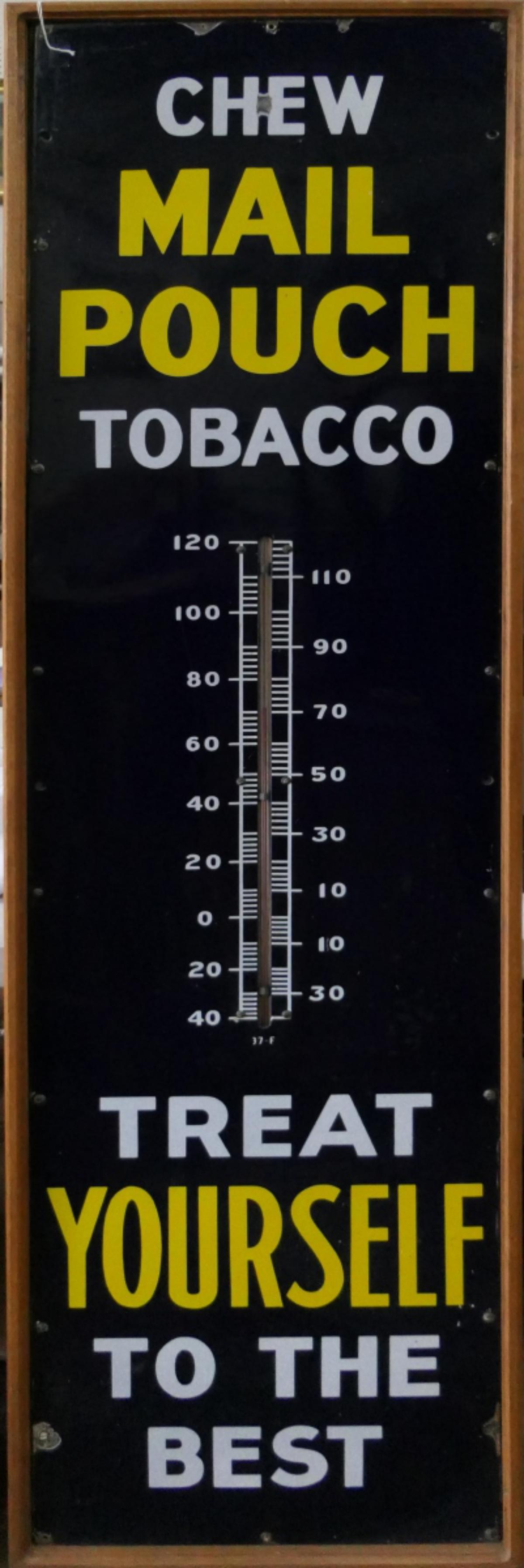 CHEW MAIL POUCH TOBACCO THERMOMETER ADVERTISING SIGN (1 of 8)