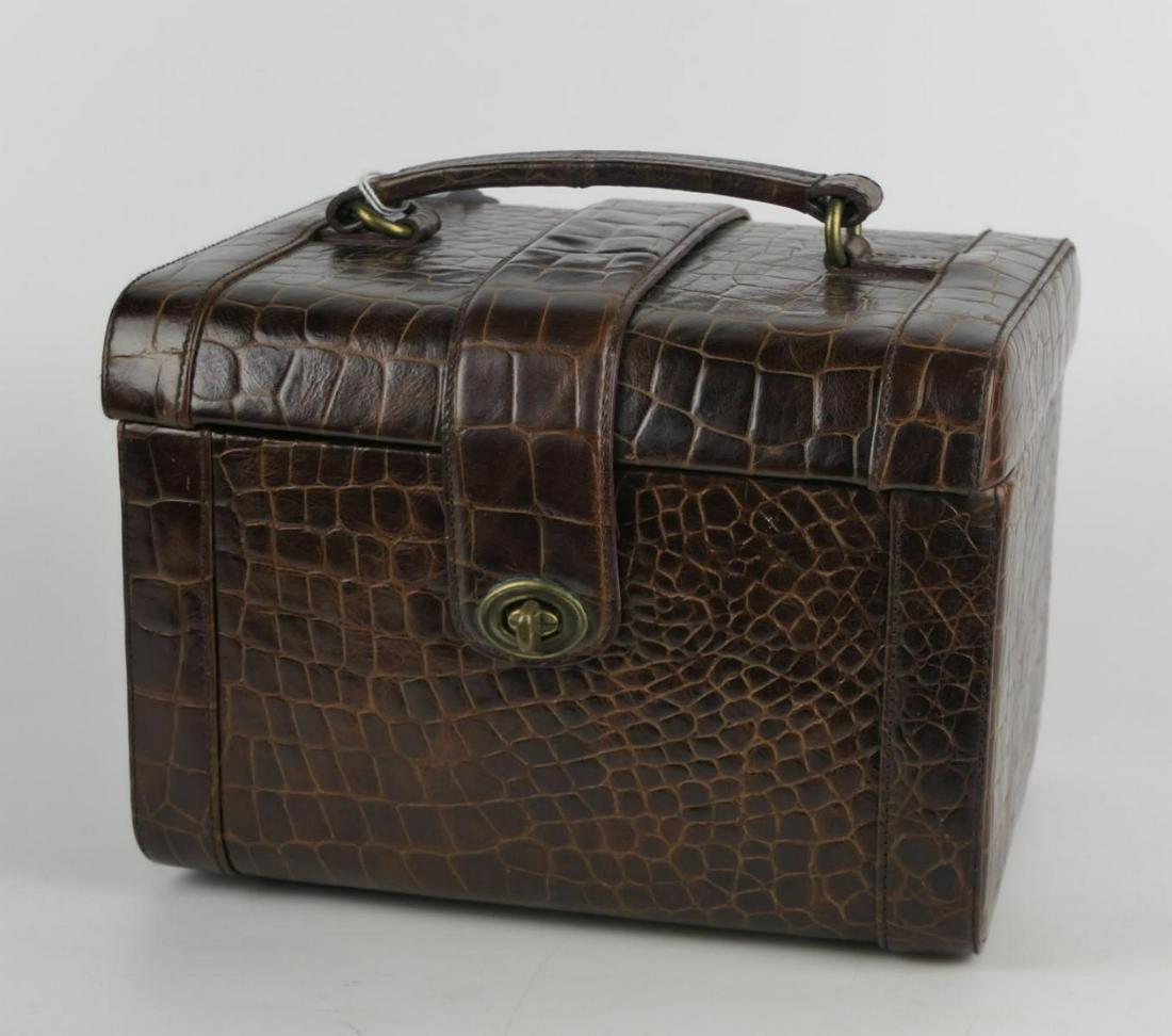 DKNY ALLIGATOR LADIES MAKE-UP PURSE: DKNY ALLIGATOR LADIES MAKE-UP PURSE , 9" X 7" X 8".