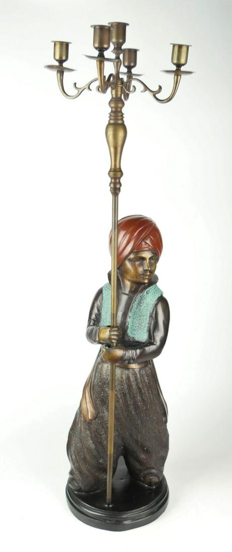 ORIENTALIST BRONZE 5 ARM CANDLEABRA  FIGURE (1 of 3)