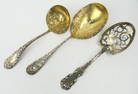 3 ANTIQUE STERLING SILVER ORNATE SERVING FLATWARE