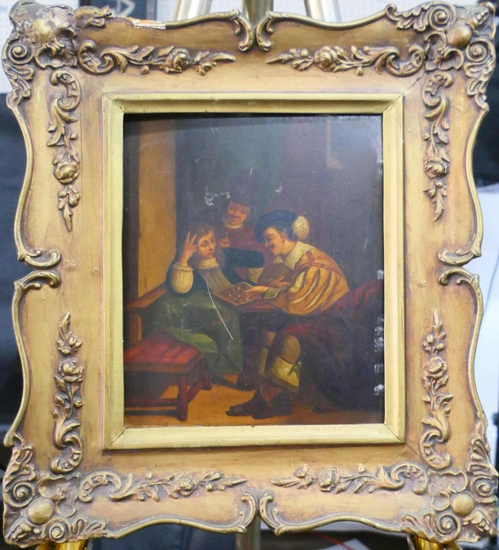 18th/19th C DUTCH SCHOOL OIL PAINTING ON TIN PANEL (1 of 6)