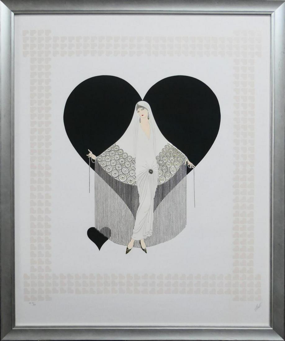 ERTE SERIGRAPH WEDDING DRESS TITLED 'FRINGE GOWN'. (1 of 3)