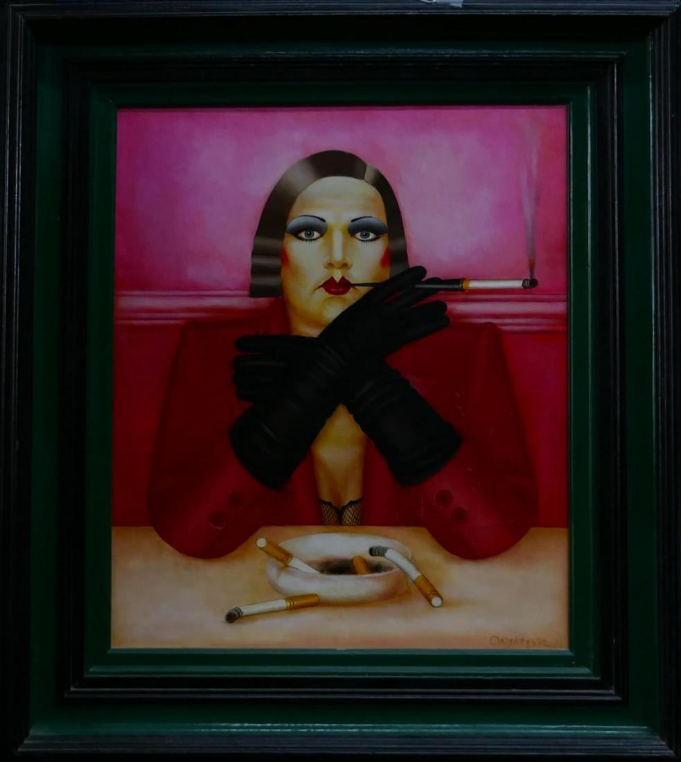 SHIMON OKSHTEYN(B,1951) SMOKING LADY ,PAINTING (1 of 7)