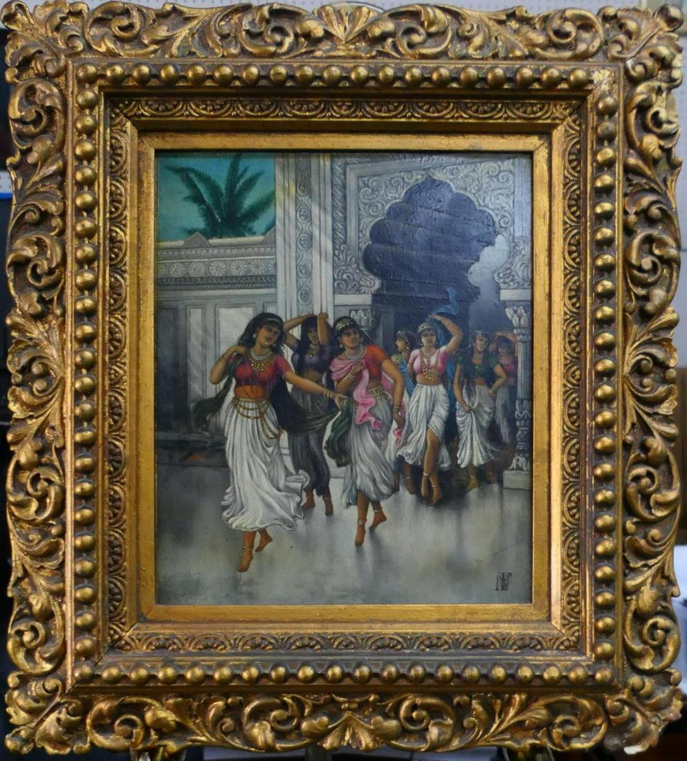 19th C ENGLISH SCHOOL OIL PAINTING OF INDIA SCENE (1 of 6)