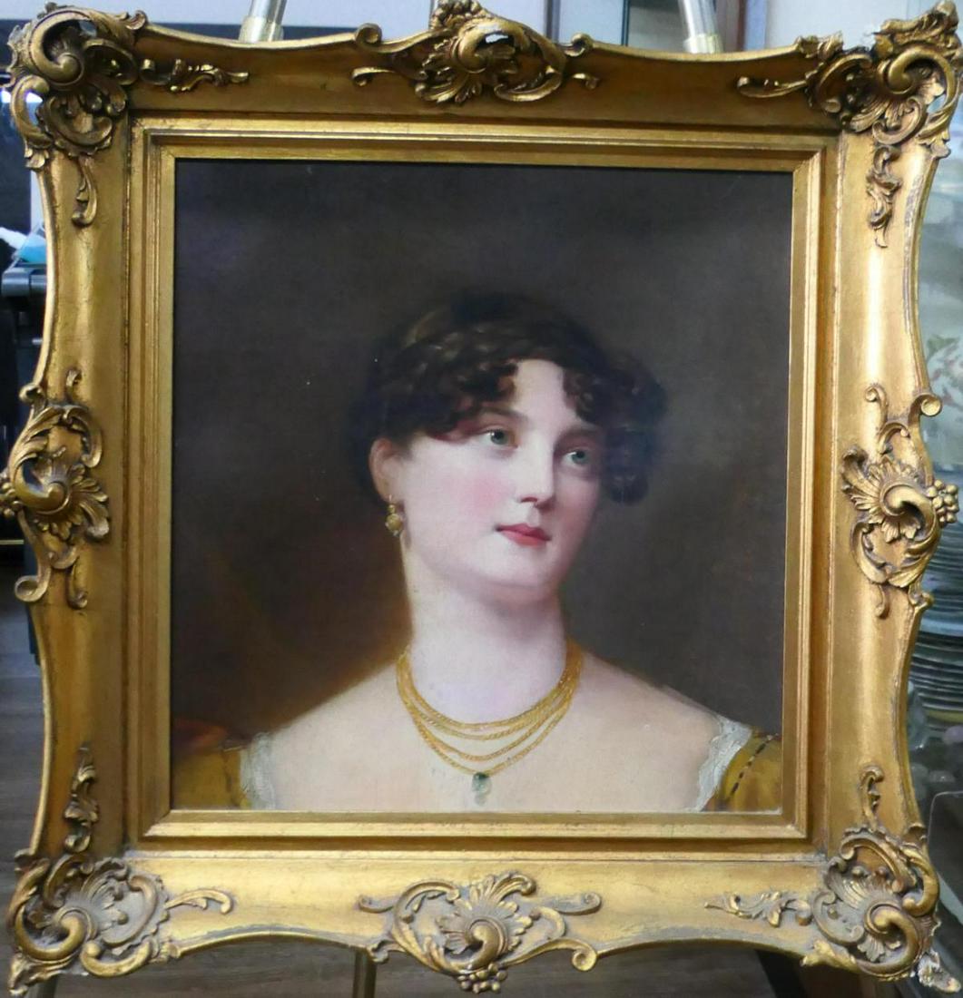 19th C CONTINENTAL SCHOOL 0/P PORTRAIT OF LADY (1 of 4)