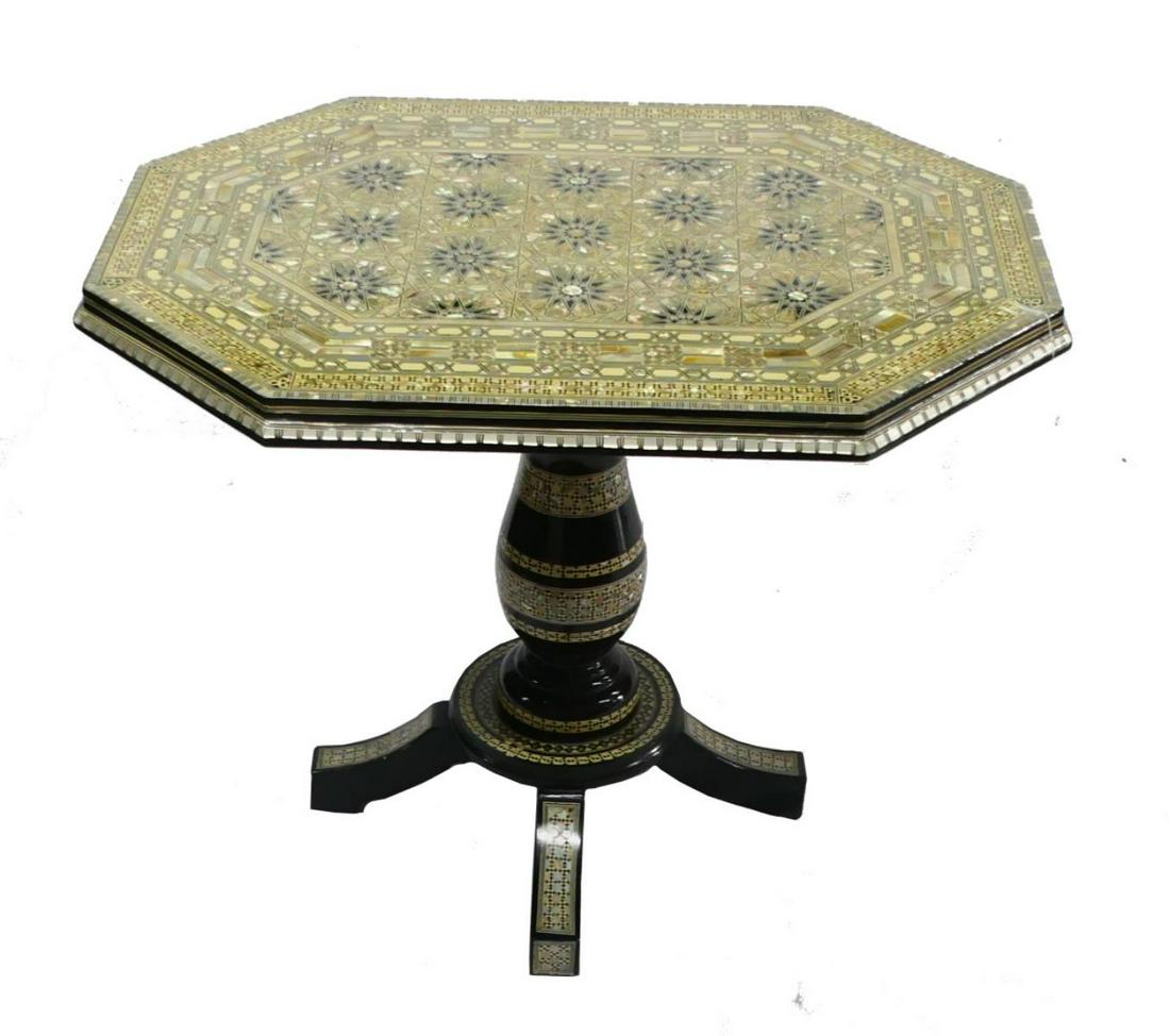 MOROCCAN ABALONE & MOP INLAID BLACK LACQUER TABLE (1 of 7)
