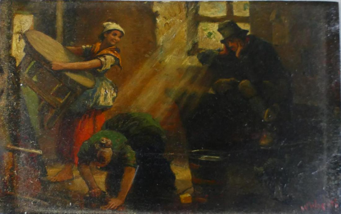 19th C SIGNED DUTCH SCHOOL OIL PAINTING ON BOARD (1 of 5)