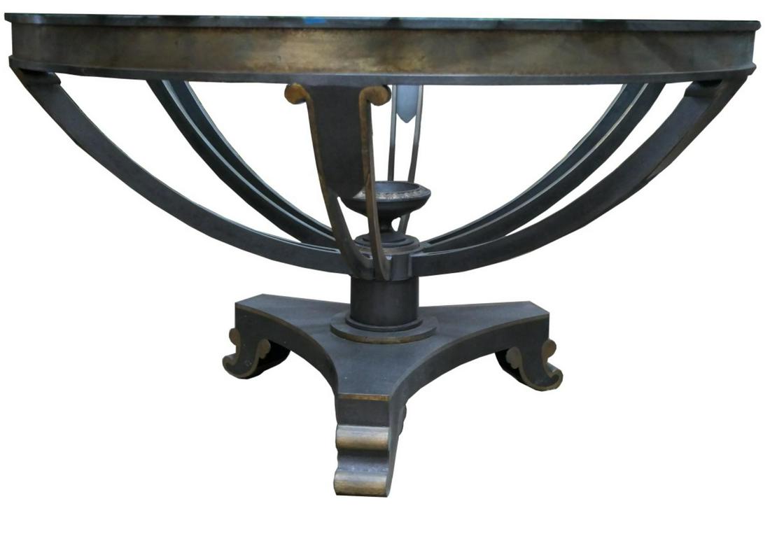 HEAVY DESIGNER REGENCY BUFF STEEL W/ GOLD LEAF TABLE BASE (1 of 6)