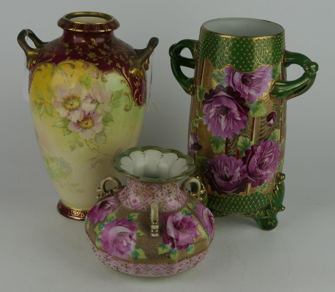 3 PCS FINE PORCELAIN ROYAL BONN & NIPPON VASES (1 of 2)