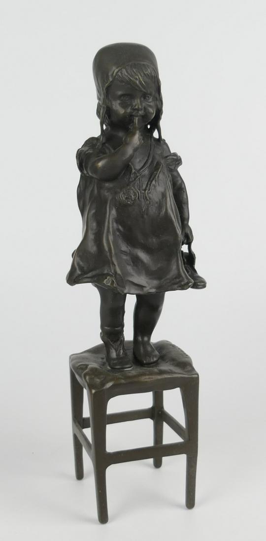 JUAN CLARA AYATS (1875-1958) BRONZE GIRL SCULPTURE (1 of 6)