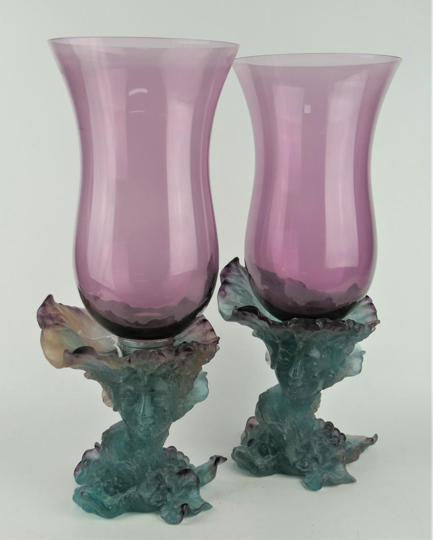 PAIR OF DAUM PATE DE VERRE HURRICANE CANLDESTICKS (1 of 5)