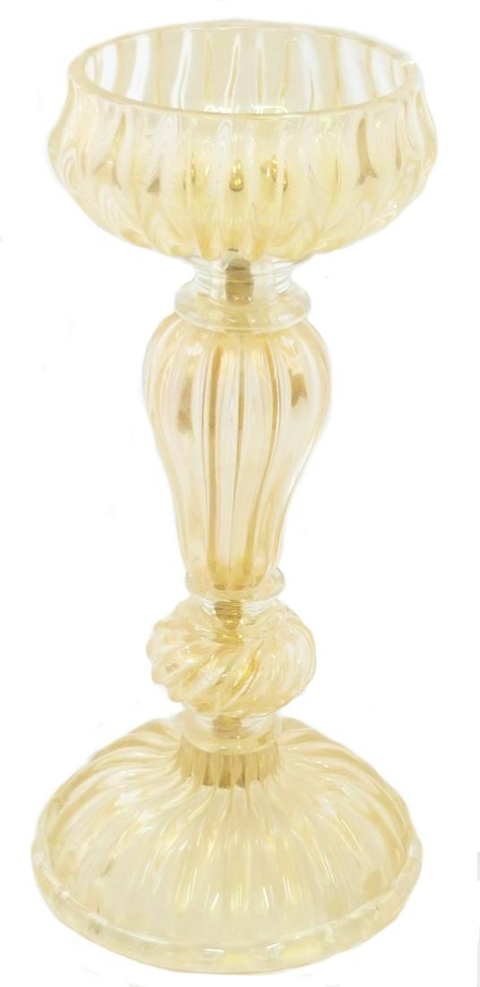 LG ITALIAN  MURANO GOLD FLECK  PEDESTAL BOWL (1 of 5)