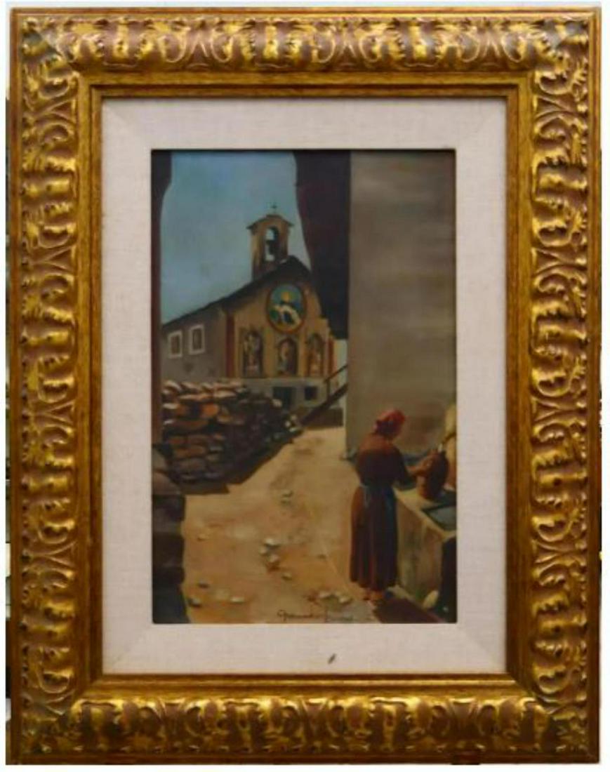 1940's SIGNED ITALIAN SCHOOL OIL PAINTING ON BOARD (1 of 6)
