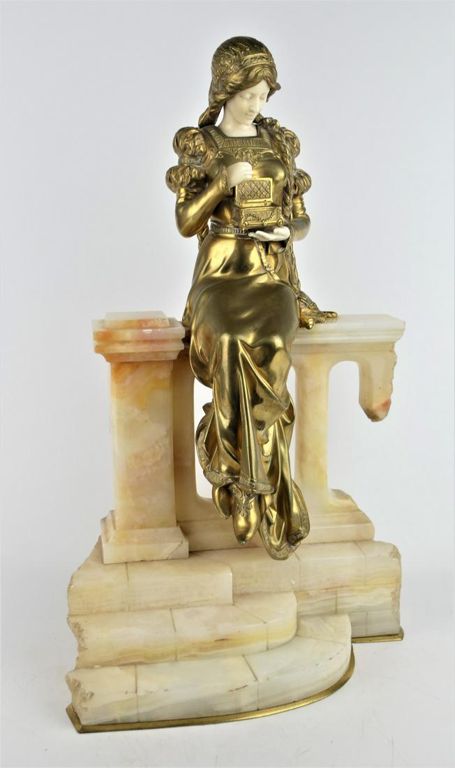 DOMINIQUE ALONZO ART DECO BRONZE & ONYX SCULPTURE (1 of 11)