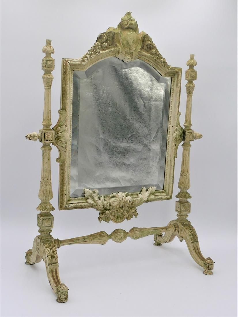 VINTAGE SOLID BRONZE BEVELED GLASS VANITY ORNATE 28" MIRROR (1 of 5)