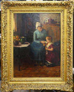 BERNARD JEAN CORNEILLE POTHAST (Dutch, 1882-1966): BERNARD JEAN CORNEILLE POTHAST (Dutch, 1882-1966) oil painting. signed to bottom right. Measures 39" by 32" including wood frame.