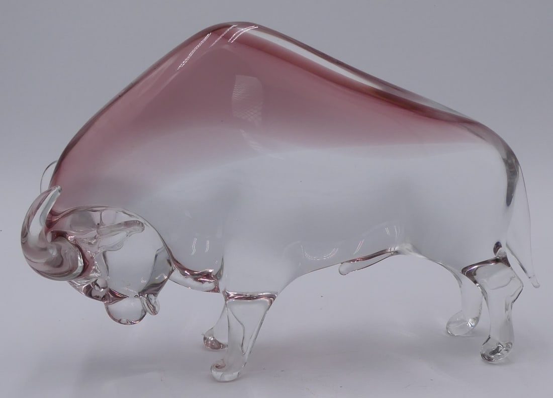 RENATO ANATRA SIGNED ART GLASS BULL SCULPTURE (1 of 5)