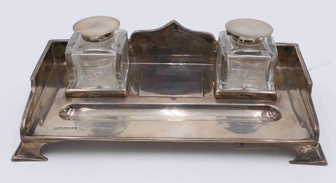 1926 WALKER & HALL SHEFFIELD DECO STERLING INKWELL (1 of 4)