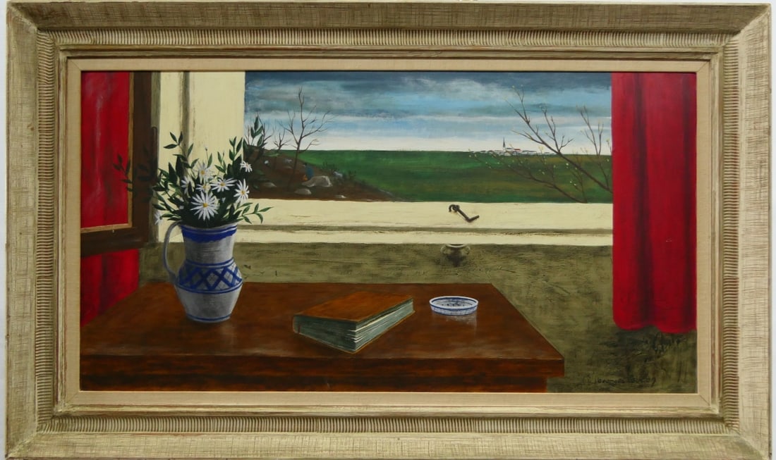 GEORGES COULON (1914-1990) THE WINDOW OIL/BOARD: GEORGES COULON (1914-1990) Signed lower right, measures 25 1/2" X 12 1/2" plus frame, guaranteed original from local estate