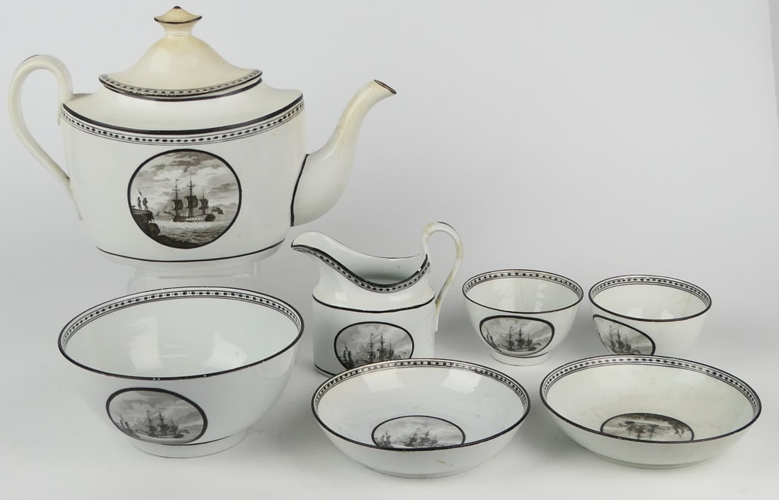 18th/19th C ENGLISH PORCELAIN SHIP TEA SERVICE (1 of 6)