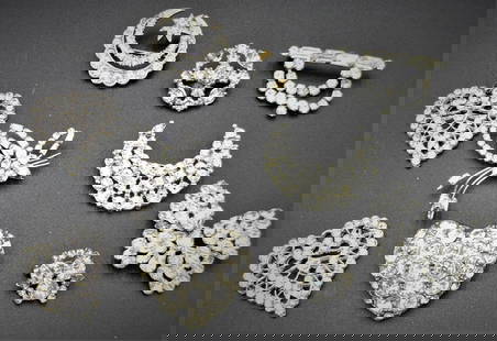 10 PC ANTIQUE RHINESTONE COSTUME COLLECTION: 10 PC ANTIQUE RHINESTONE COSTUME COLLECTION