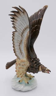 LARGE HEREND PORCELAIN 13" EAGLE FIGURE: LARGE HEREND PORCELAIN 13" EAGLE FIGURE