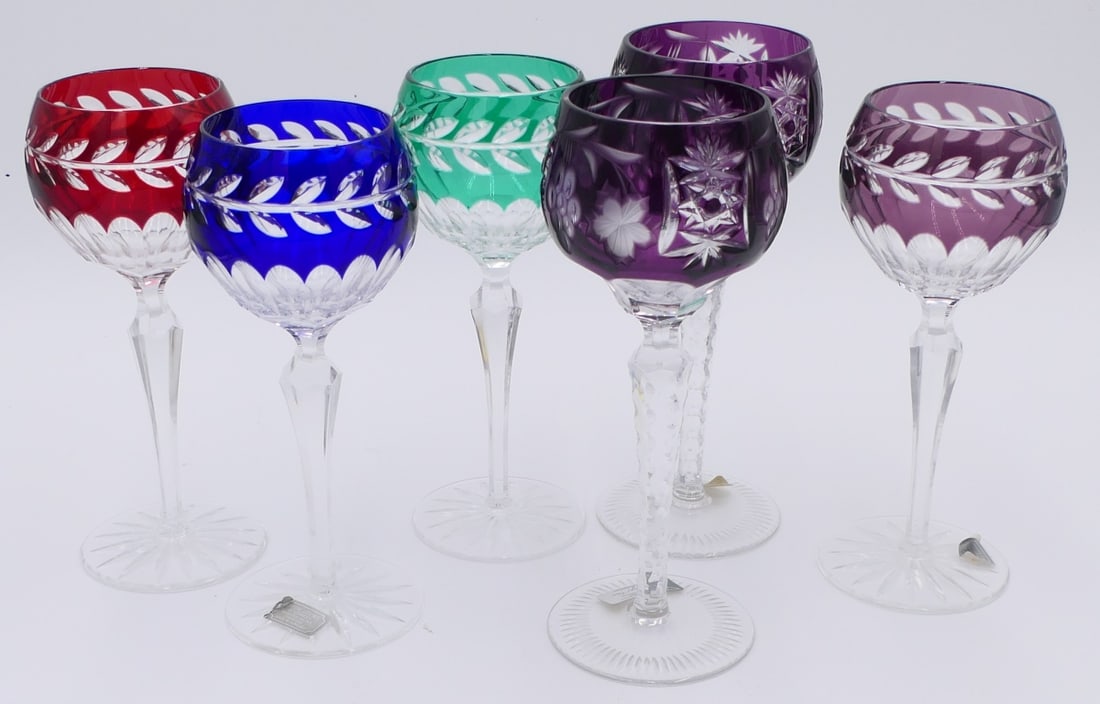 6 PC CZECH CUT TO CLEAR CRYSTAL MISC GLASSES (1 of 4)