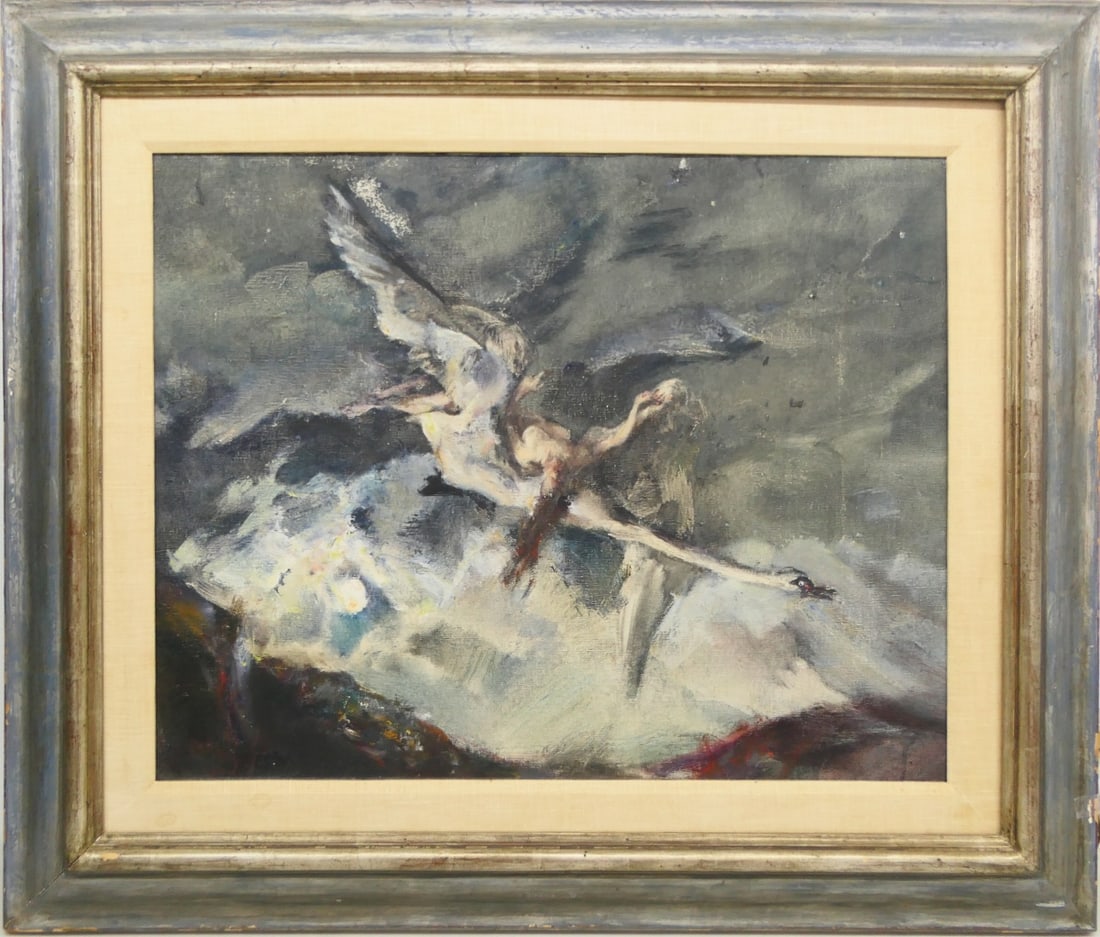 SIGNED ELIZABETH JONES "LEDA #2" OIL PAINTING (1 of 5)