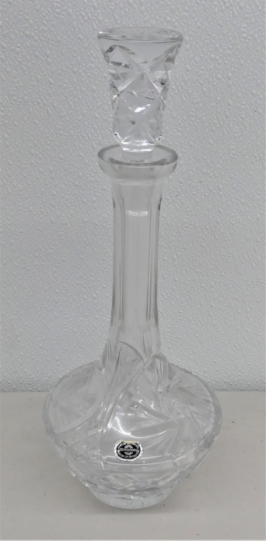 CZECH CUT CRYSTAL 13" DECANTER: CZECH CUT CRYSTAL 13" DECANTER