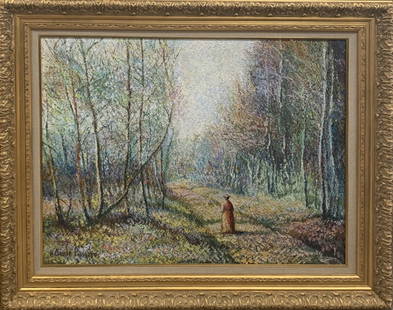 HUGHES CLAUDE PISSARRO (French, b. 1935-) PAINTING: ORIGINAL WORKS BY: HUGHES CLAUDE PISSARRO (French, b. 1935-) LA FORET D CERISY EN HIVERHUILE SU TOILE MEASURES 25 9/6 BY 31 7/8 IN.OIL ON CANVAS SIGNED TO LOWER LEFT FROM WILLIAM DOYLE GALLERIES 1998