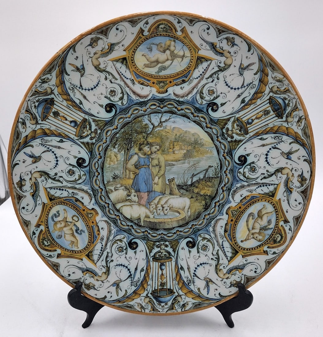 ANTIQUE ITALIAN FAIENCE POTTERY BIBLICAL CHARGER (1 of 10)