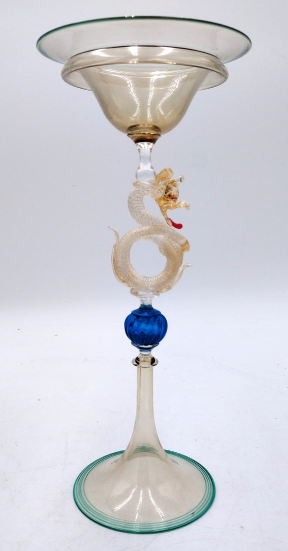 EXQUISITE VENETIAN GLASS DRAGON STEMWARE CUP (1 of 7)