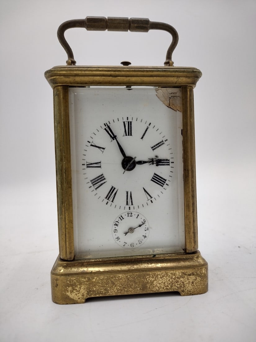 ANTIQUE CJCC GILT BRASS GLASS CARRIAGE CLOCK (1 of 8)