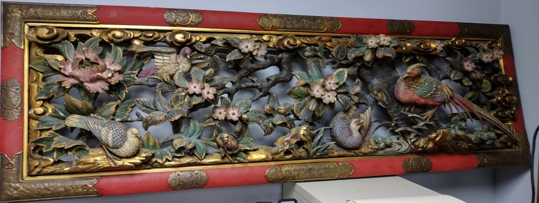 CHINESE QING DYNASTY IMPRESSIVE WOODEN WALL PLAQUE (1 of 6)