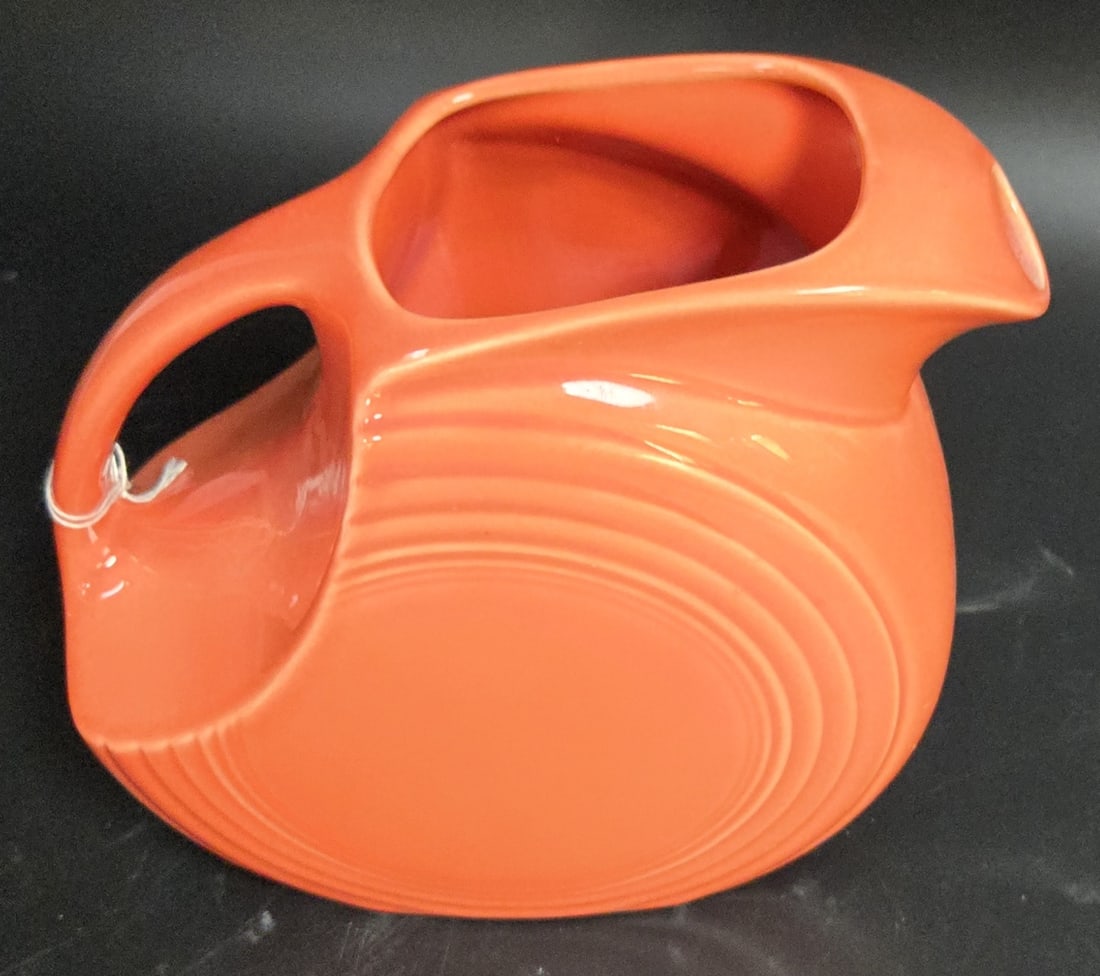 RED FIESTA WARE PORCELAIN HANDLED PITCHER (1 of 3)