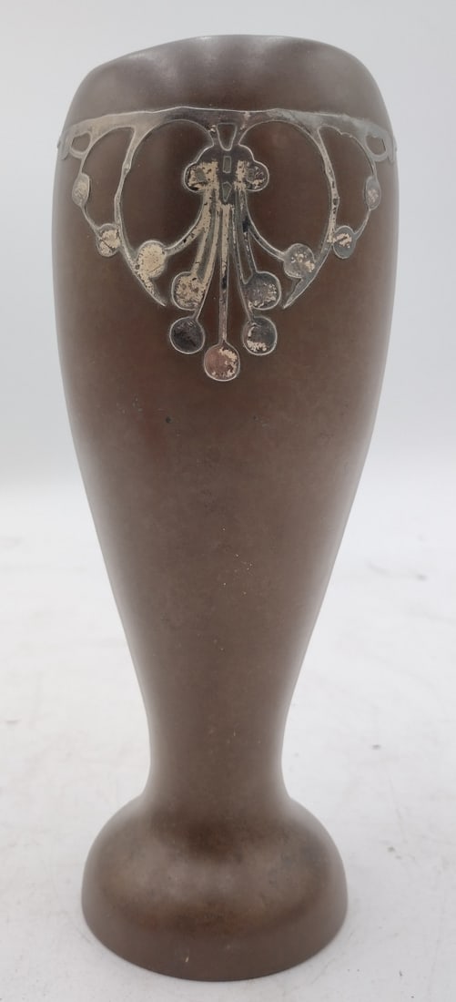 SILVER CREST STERLING INLAID BRONZE VASE (1 of 8)
